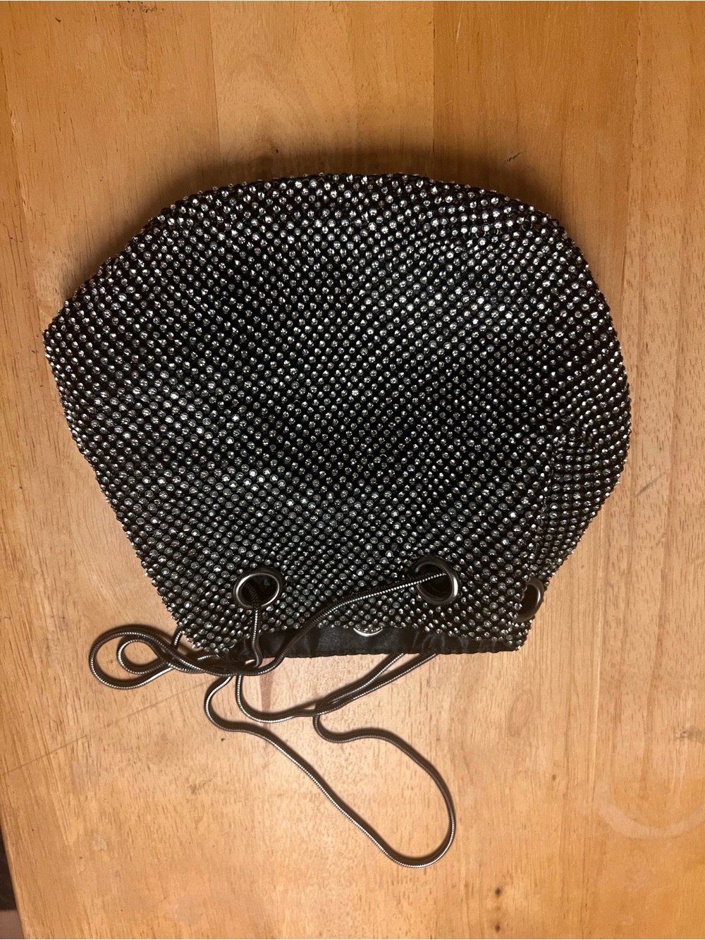 Black Rhinestone Mini Drawstring Bag - Picture 3 of 3